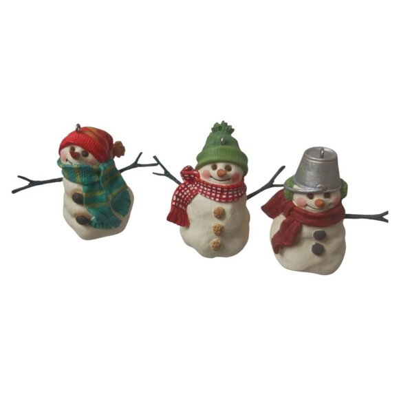 Hallmark Keepsake Ornament Set 3 Snowmen Of Mitford 1999 Collectible Christmas - Picture 9 of 13